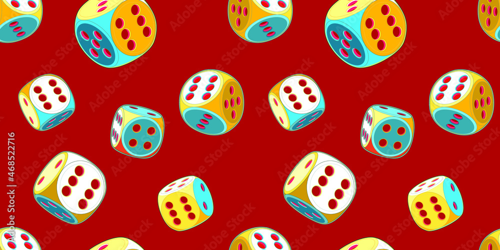 Dice seamless pattern with colorful background Dice seamless pattern with colorful background