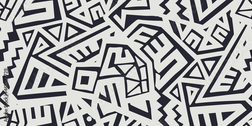 Unique Geometric Vector Seamless Pattern made in ethnic style. Aztec textile print. African traditional design. Creative boho pattern. Perfect for site backgrounds, wrapping paper and fabric design.