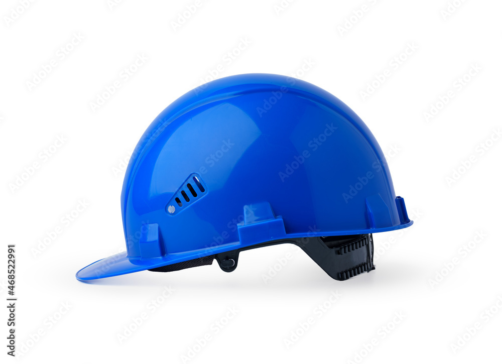 Blue plastic safety hardhat isolated on white background Blue plastic safety hardhat isolated on white background
