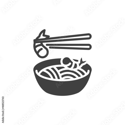 Noodles with shrimp vector icon