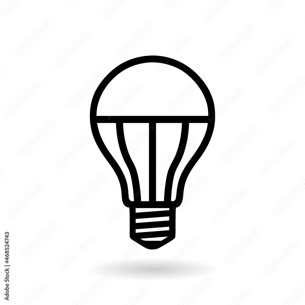 LED light bulb icon with shadow isolated on white background LED light bulb icon with shadow isolated on white background