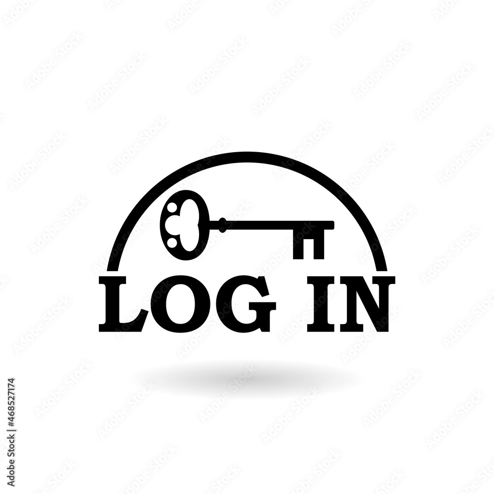 Login icon with shadow isolated on white background 