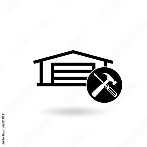 Garage door repair color icon with shadow