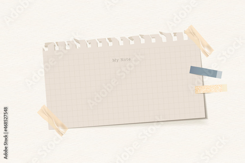 Ripped beige note paper template vector