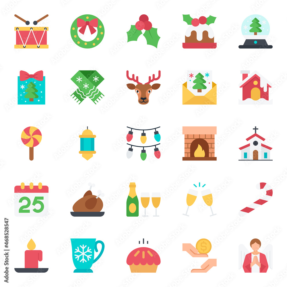 Flat icons for merry christmas. Flat icons for merry christmas.