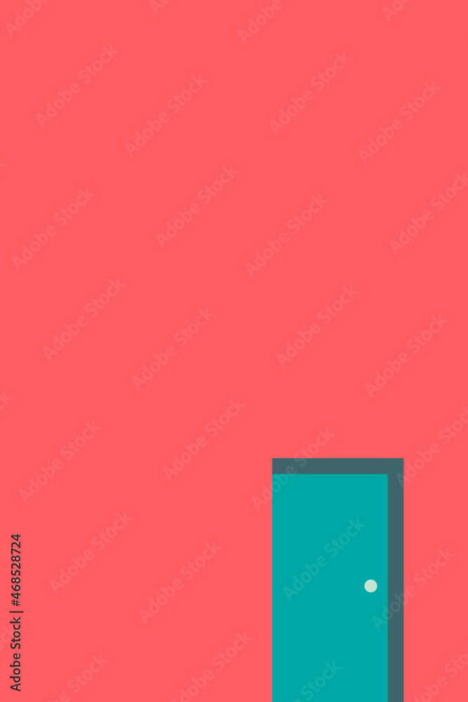 Green door on a pink minimal wall vector Green door on a pink minimal wall vector