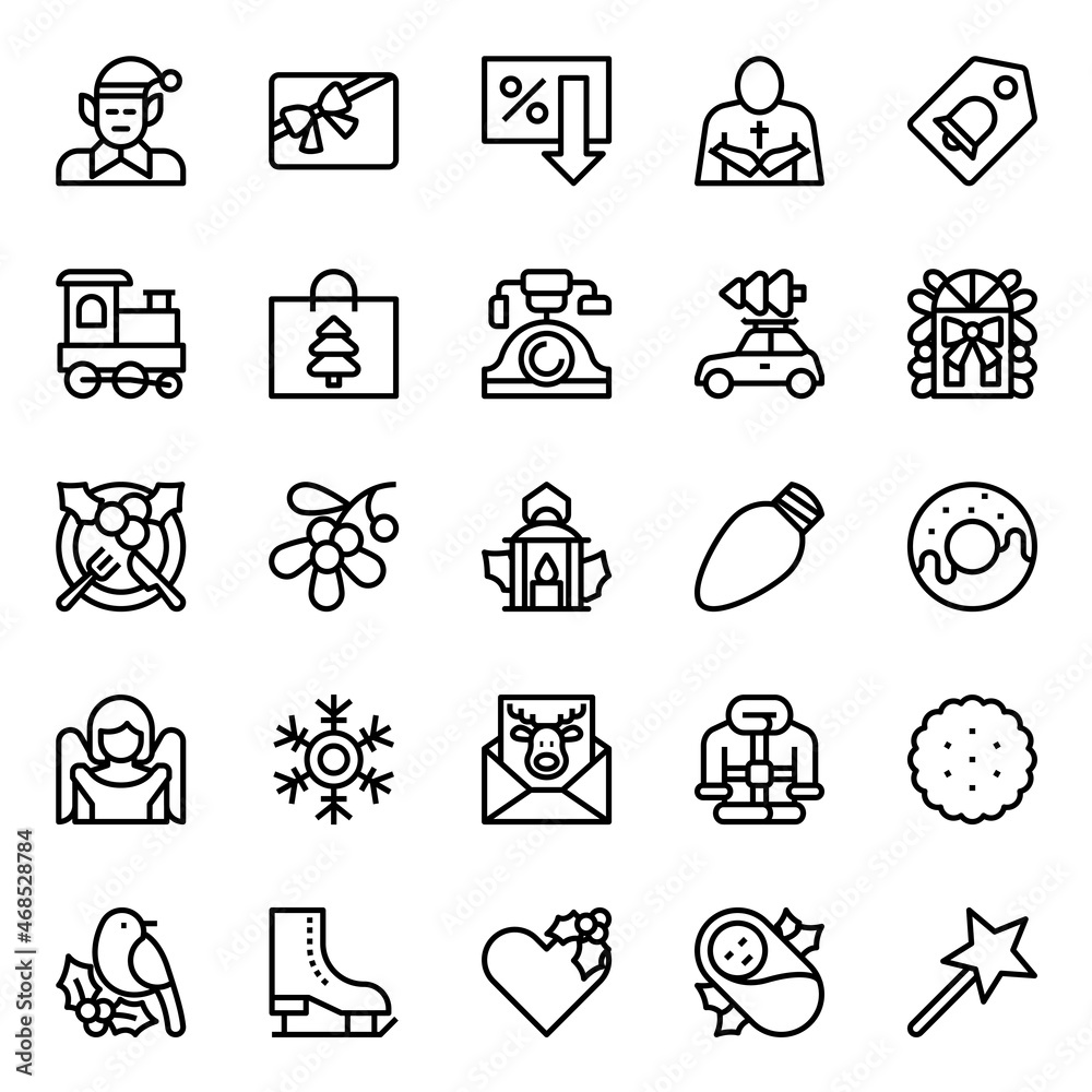 Outline icons for merry christmas. Outline icons for merry christmas.