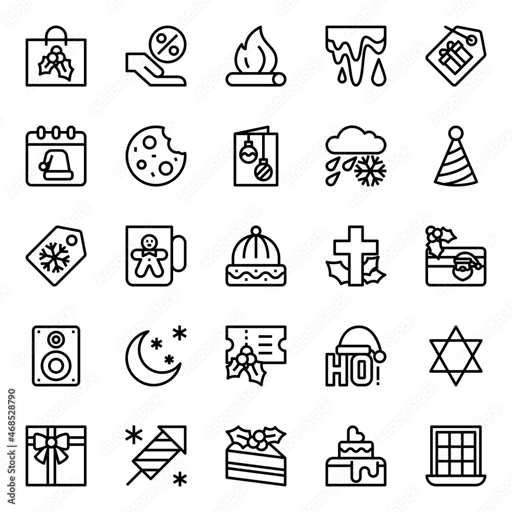 Outline icons for merry christmas. Outline icons for merry christmas.