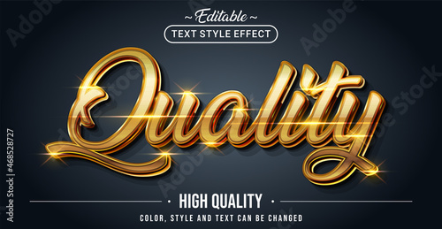 Editable text style effect - Golden Quality text style theme.