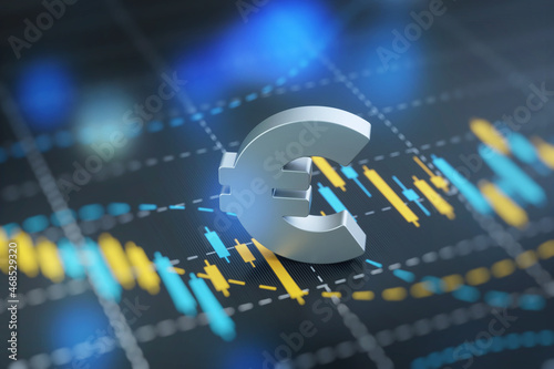 The euro symbol With Financial stock price graph, 3d rendering.