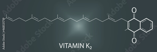 Vitamin K2 or menaquinone molecule. Skeletal formula. Menachinon