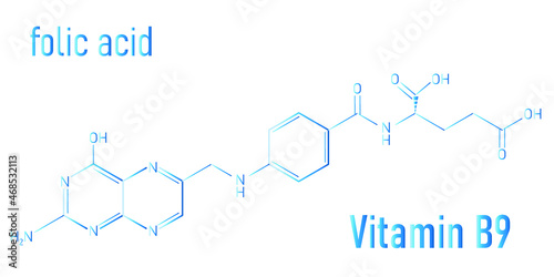 Vitamin B9 (folic acid) molecule. Skeletal formula.	
