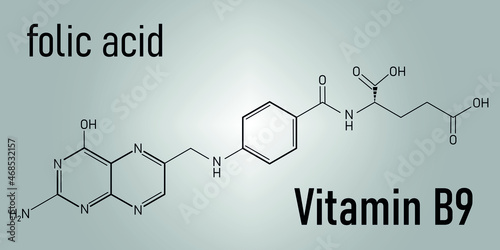 Vitamin B9 (folic acid) molecule. Skeletal formula.	

