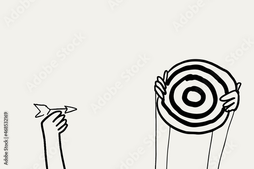 Digital marketing vector, target doodle