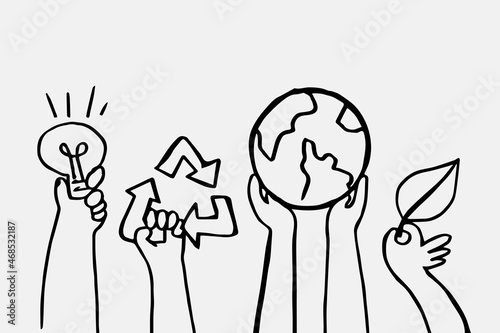 Environment doodle vector, renewable energy concept