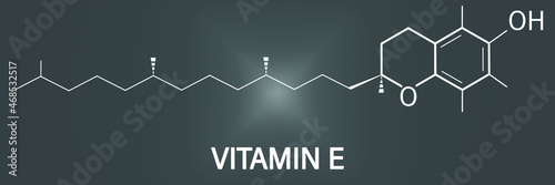 Vitamin E (alpha tocopherol) molecule. Skeletal formula.	
