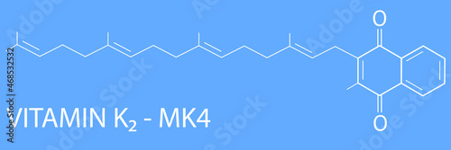 Vitamin K2 or menaquinone molecule. Skeletal formula. Menaquinone-4. MK4. Menachinon