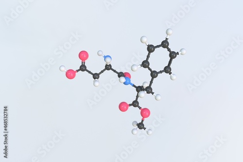 Aspartame molecule, isolated molecular model. 3D rendering photo