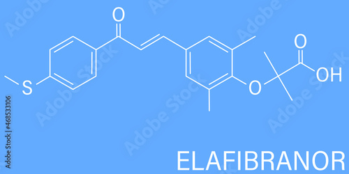 Elafibranor drug molecule skeletal formula.	