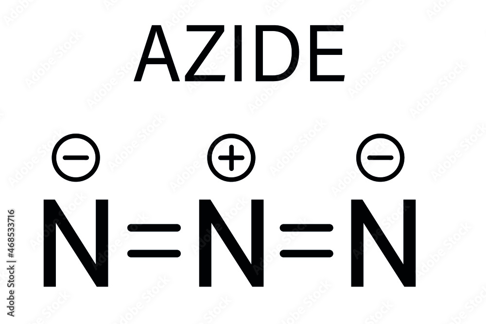Skeletal formula of Azide anion, chemical structure. Azide salts are