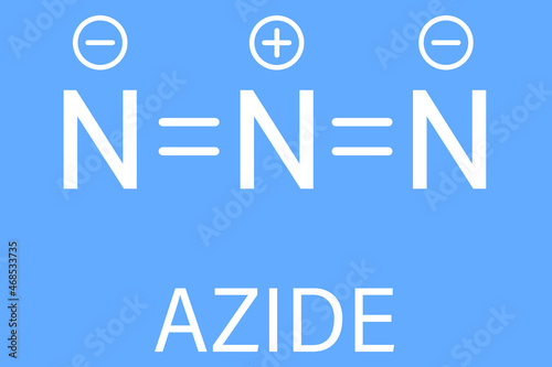 Skeletal formula of Azide anion, chemical structure. Azide salts are used in detonators and as propellants. photo