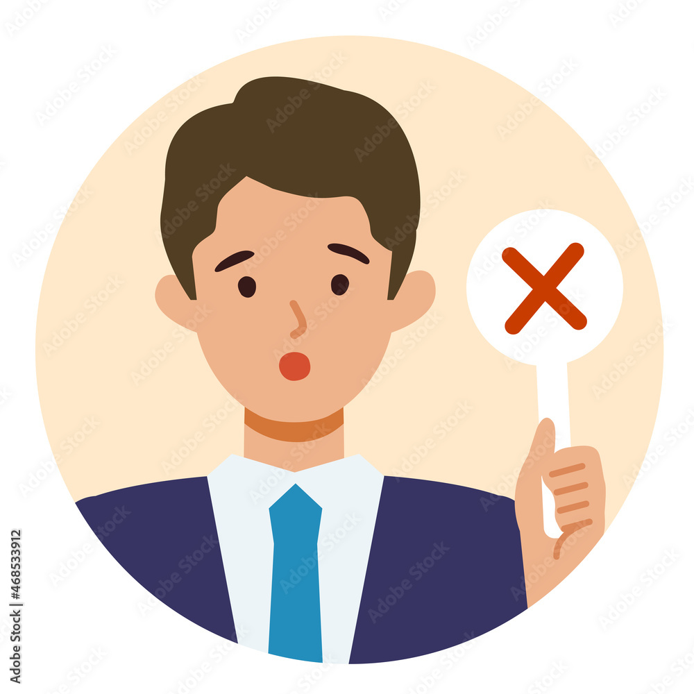 BusinessMan cartoon character. People face profiles avatars and icons. Close up image of man having warning expression . BusinessMan cartoon character. People face profiles avatars and icons. Close up image of man having warning expression .