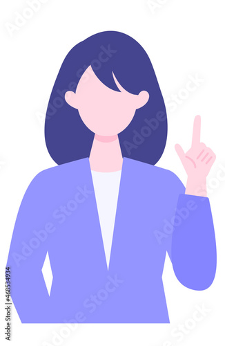 BusinessWoman cartoon character. People face profiles avatars and icons. Close up image of pointing Woman.