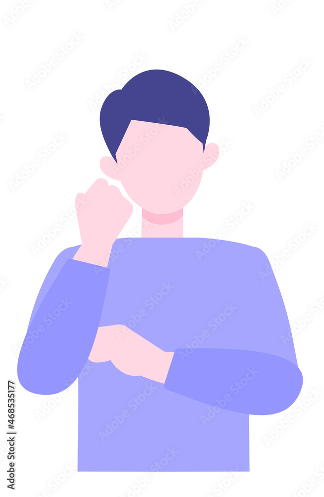 Young Man cartoon character. People face profiles avatars and icons. Close up image of confused man.