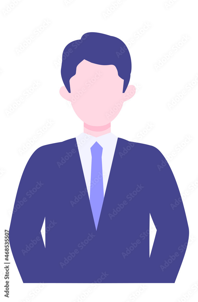 BusinessMan cartoon character. People face profiles avatars and icons. Close up image of smiling man.