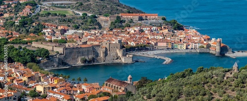 Old town of Collioure, France, a popular resort town on Mediterranean sea, view of the habor and church. High quality photo © FreeProd