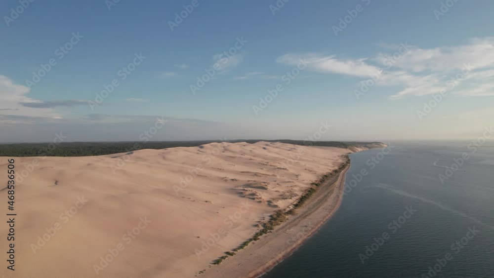 Establishing shot of European Desert dune Tourist attraction in France