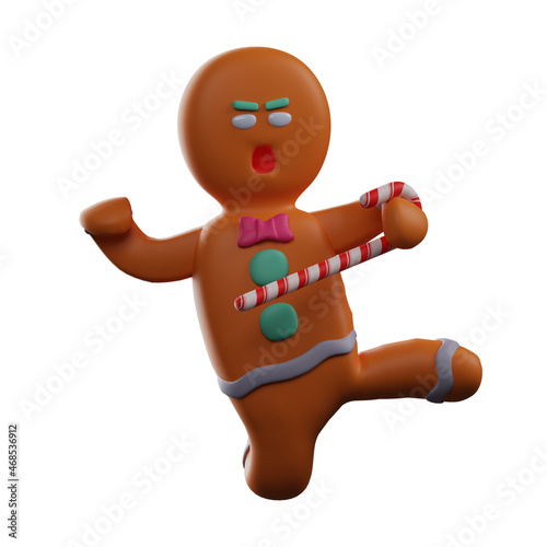 Gingerbread 3D Cartoon showing a weird pose