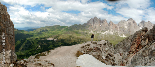 Wallpaper Mural Panorama with woman trekker in italian dolomites Torontodigital.ca