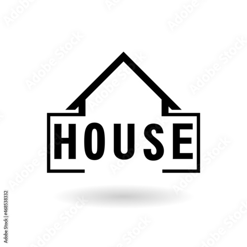 House icon with shadow isolated on white background