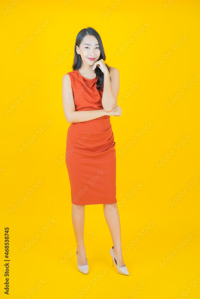 Portrait beautiful young asian woman smile with action