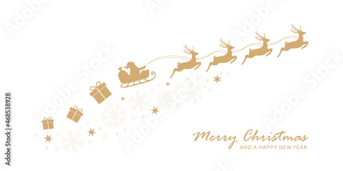 christmas banner santa claus in a sleigh with reindeer