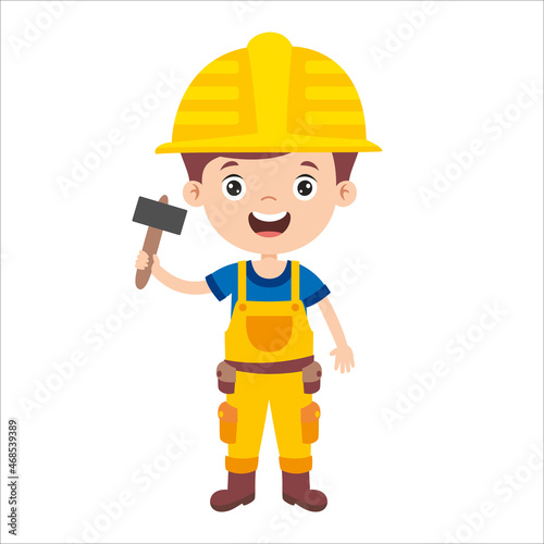 Cartoon Drawing Of A Construction Worker © yusufdemirci