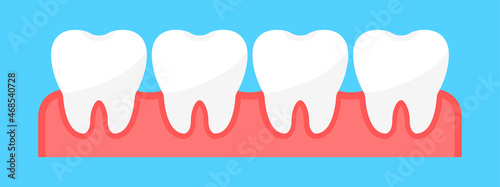 Healthy teeth set. Dentistry. Teeth in gums. Dental treatment in a dental clinic. Flat style. Vector illustration