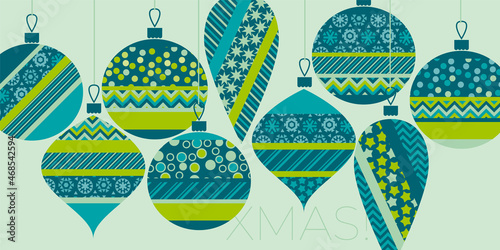 Flat stylish Christmas ornaments header vector