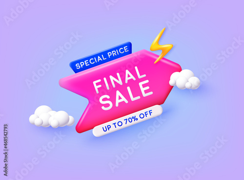 Final sale banner. Special offer, big sale, clearance. 3D Web Vector Illustrations.