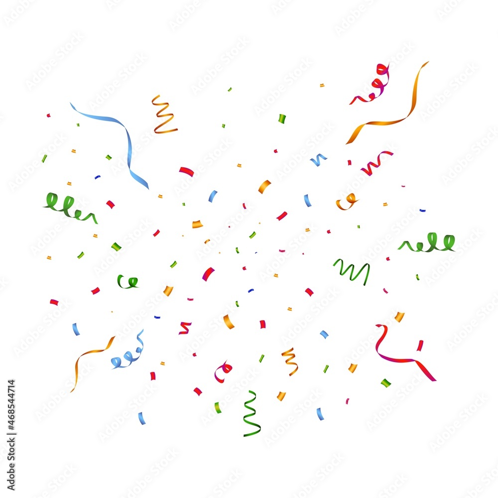 Confetti vector for occasion or festival background. Simple confetti and ribbon flying background. Simple red, green, golden, blue confetti on transparent background. Celebration event and party. Confetti vector for occasion or festival background. Simple confetti and ribbon flying background. Simple red, green, golden, blue confetti on transparent background. Celebration event and party.