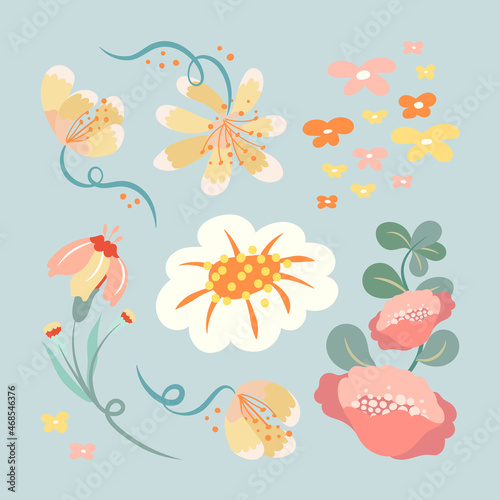 Pastel flower, spring clipart flat design vector illustration © Rawpixel.com