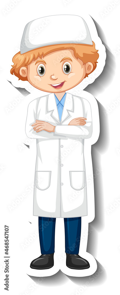 Scientist muslim boy cartoon character sticker Scientist muslim boy cartoon character sticker