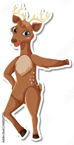 Deer standing cartoon character sticker
