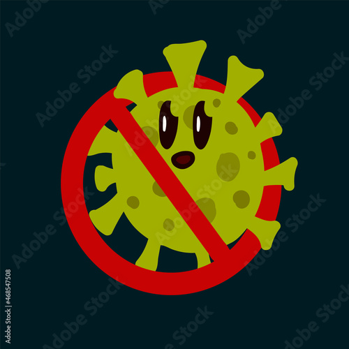 Poster Stop virus and bacteria. Illustration for medicine bacteria, viruses are banned. Coronavirus stop icon. Colorful microorganism, stop germs for banner design. Vector illustration