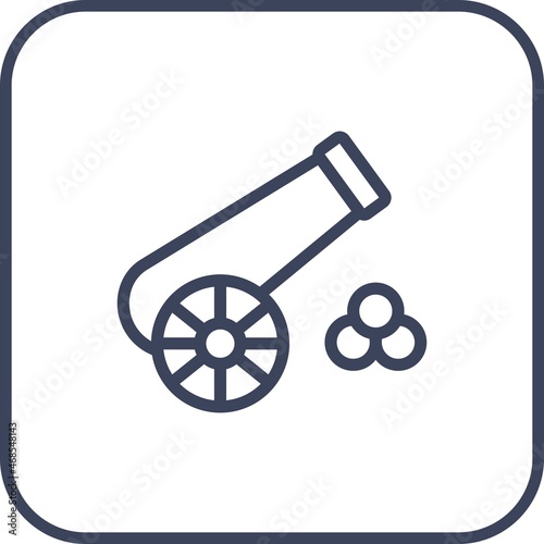Cannon Line Round Corner Vector Icon Design