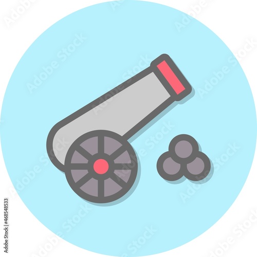 Cannon Line Filled Circle Vector Icon Design