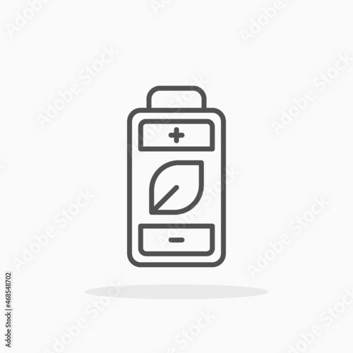 Eco Battery icon. Editable Stroke and pixel perfect. Outline style. Vector illustration. Enjoy this icon for your project.