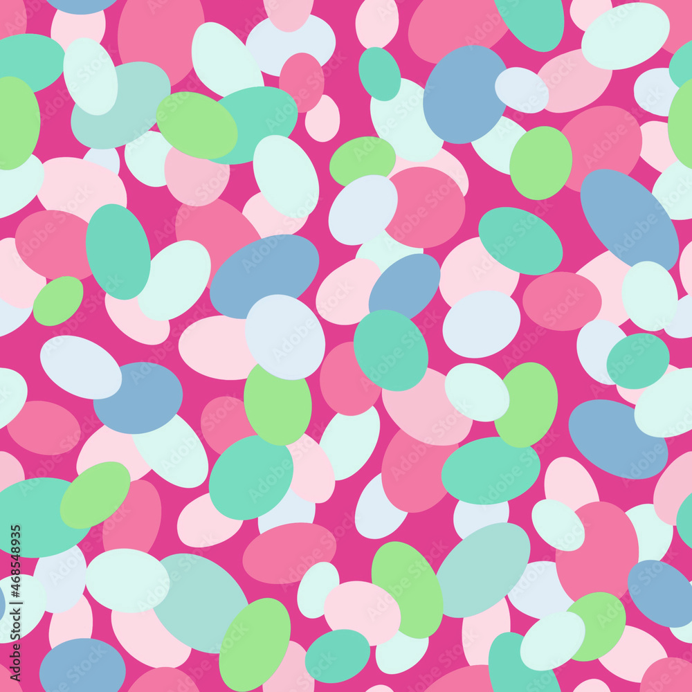 Abstract seamless pattern of delicate oval shapes in the modern style of Bubble gum fashion trend Abstract seamless pattern of delicate oval shapes in the modern style of Bubble gum fashion trend