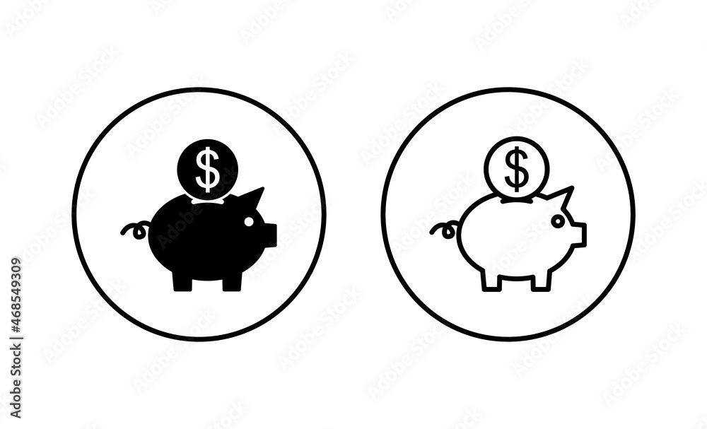 Piggy bank icons set. piggy money sign and symbol Piggy bank icons set. piggy money sign and symbol